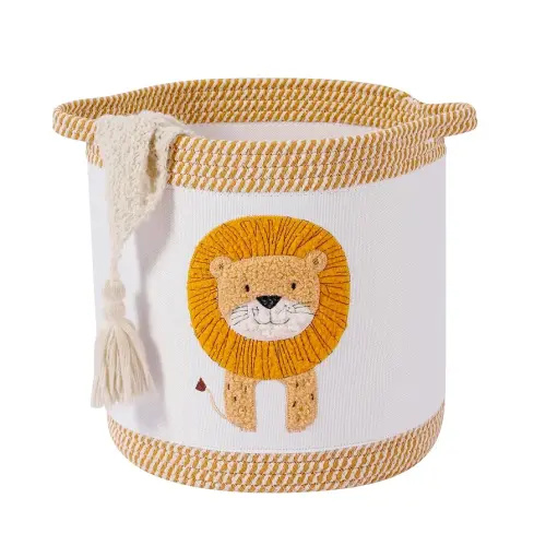 Baby Blanket Baskets Laundry Hamper Cute Lion Nursery Toy Storage Basket, Woven Cotton Rope Nursery Organization Bins For Girls Boys Kids Baby Shower Gifts Baskets