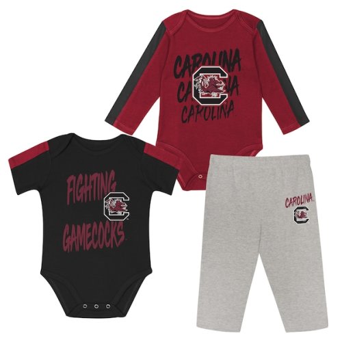 South Carolina Gamecocks Outerstuff Infant Double Down Bodysuit and Pants 3-Piece Set - Garnet/Black