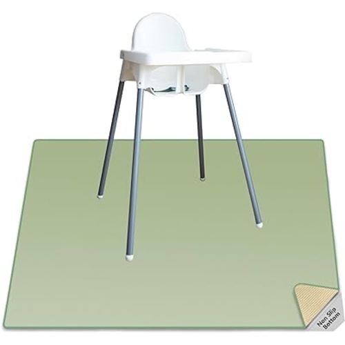 Splat Mat for Under High Chair/Arts/Crafts, 51"x51" Baby Anti-Slip Food Splash and Spill Mat for Eating Mess, Waterproof Splash Machine Washable Portable Picnic Floor Feeding Table Cloth, Light Green