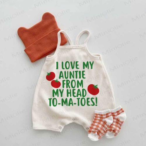 I LOVE MY AUNTIE FROM MY HEAD Baby Waffle Suspenders Romper