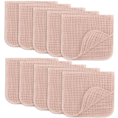 Muslin Burp Cloths Large 100% Cotton by Comfy Cubs (Mauve, Pack of 10)