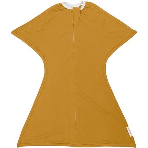 SleepingBaby Zipadee-Zip Transition Swaddle - Cozy Baby Swaddling Blanket with Zipper Convenience - Roomy Baby Wearable Blanket for Easy Diaper Changes - Honey, Small (4-8 Month)