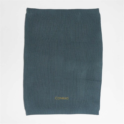 Personalized Slate Blue Rib Knit Baby Stroller Blanket