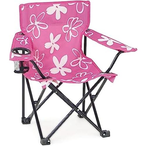 Emily Rose Kids Folding Chair | Pink Kids Beach Chair with Safety Lock- Kids Camping Chair for Girls with Cup Holder & Carry Case- Toddler Chair for Tailgate, Travel, Beach, Lawn- For Indoor & Outdoor