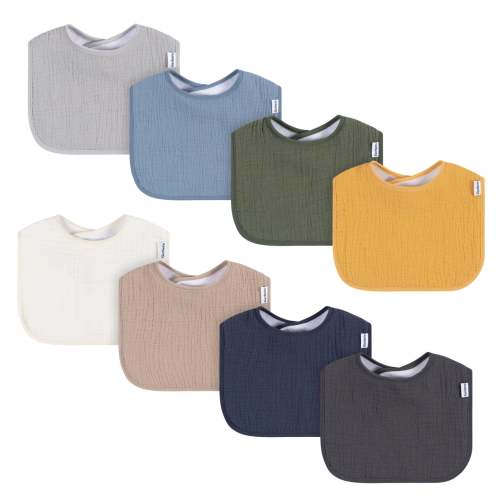 8-Pack Baby Boys Multi-color Muslin Drooling Bibs