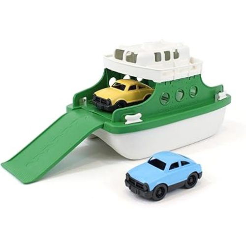 Green Toys Ferry Boat Bathtub Toy, Green/White, 10"X 6.6"x 6.3"