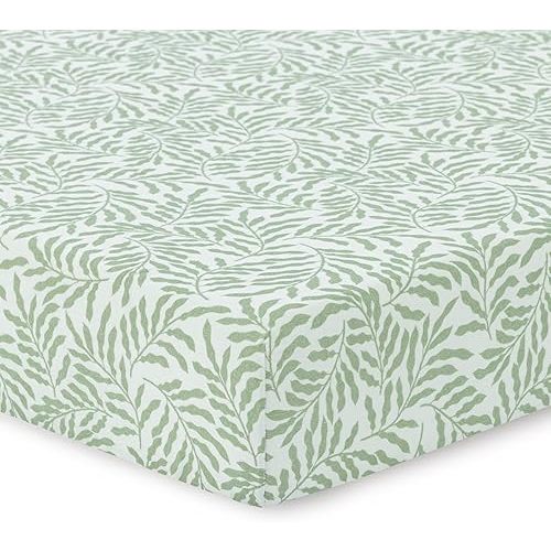 Standard Crib Sheets,100% Cotton Muslin Crib Sheet,1 Pack,Baby Crib Sheet Girls,Boys,Cotton Crib Sheets Fitted,52x28 Crib Mattress Sheets,Muslim Sheets | Leaves