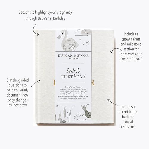 Baby First Year Book - Heirloom Keepsake Baby Memory Book to Record Important Milestones, Favorite Photos & More - Pregnancy Books (Cream,112 Pages)