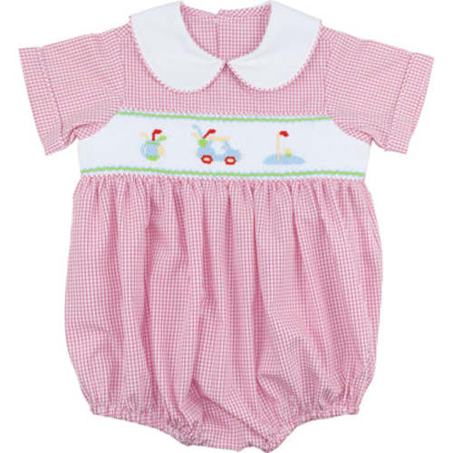 Red Gingham Smocked Golf Bubble – Cecil & Lou - SIZE 9M