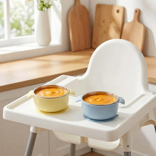 Stainless Steel Suction Bowl Set of 2 - Butter Yellow & Baby Blue