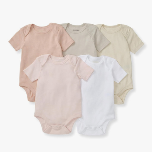 Burt's Bees Baby Unisex Organic Cotton Short and Long Sleeve Bodysuits, 5-Pack