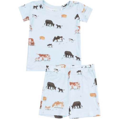 Loungewear Short Set, Cow Families Blue - Angel Dear | Maisonette