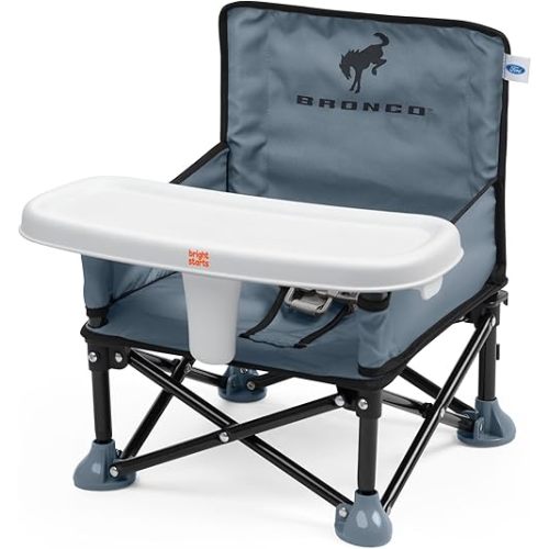 Ford Bronco Pop 'N Sit Portable Booster Chair by Bright Starts, Floor Seat, Indoor/Outdoor Use, Compact Fold, Area 51 Color, 6 Mos - 3 Yrs