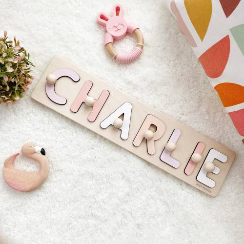 Personalized Name Puzzle With Pegs | New Christmas Gifts for Kids Wooden Toys Baby Shower Custom Toddler Toys First Birthday 1st Gifts