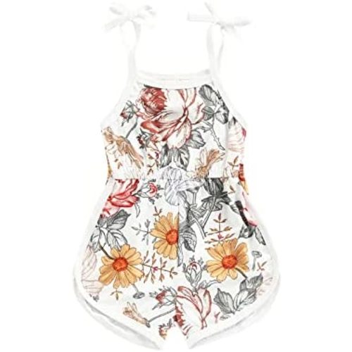 WZTYYDS Toddler Baby Girl Summer Clothes Floral Romper Tie-Up Strap Halter Jumpsuit Infant Summer Sling Playsuit 6M-3T