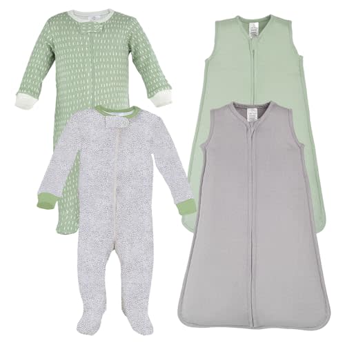 Little Peaches 4Pc Comfy Cozy Set - 2 Sleep Sack & 2 Footed Pajamas, Super Soft Baby Clothes, Sleepwear Set