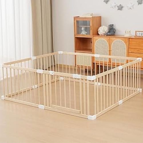Wooden Baby Playpen Fence Yard - Large Play Area for Babies and Toddlers (160x180x61cm)