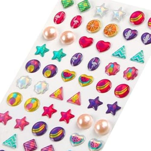 Amazon.com: AUGSUN 240 Piece Sticker Earrings 3D Gems Girls Self-Adhesive Glitter Craft Crystal Stickers : Toys & Games