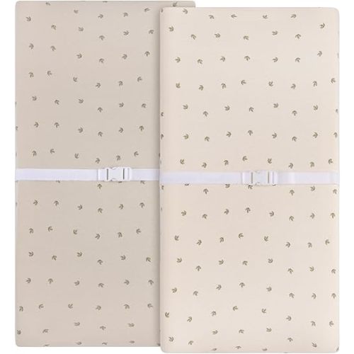 Ely’s & Co. Changing Pad Cover, Diaper Changing Table Sheets, 2 Pack, Cradle Sheet Set for Baby Boys/Girls, 100% Jersey Knit Cotton, Sage Vintage Leaf Collection, 32”x16”x5”