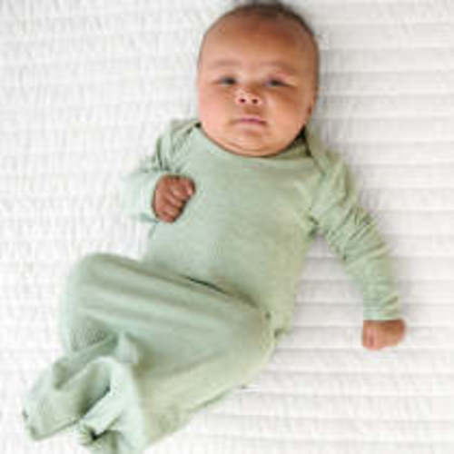 Little Sleepies Heather Sage Ribbed Infant Gown