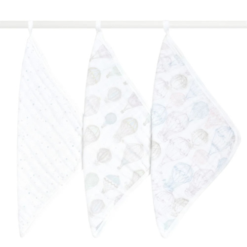 Organic Cotton Muslin Washcloths 3 Pack in above the clouds | aden + anais