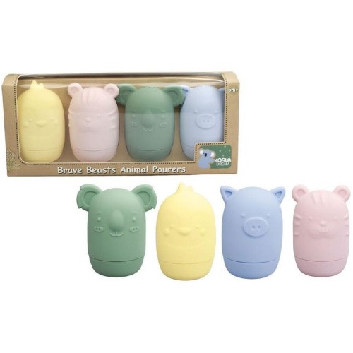 4pc Koala Dream Silicone Childrens Brave Beasts Animal Pourers - Pastel 6M+