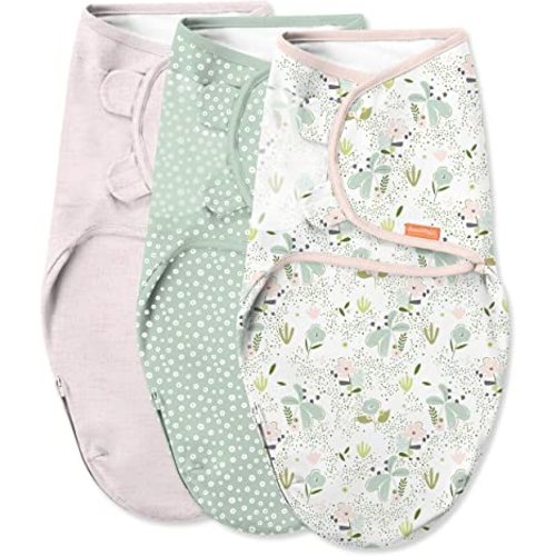 SwaddleMe by Ingenuity Original Swaddle with Easy-Change, 100% Cotton, Improves Sleep & Calms Startle Reflex, 0-3 Months, 3-Pack - Peekaboo Panda