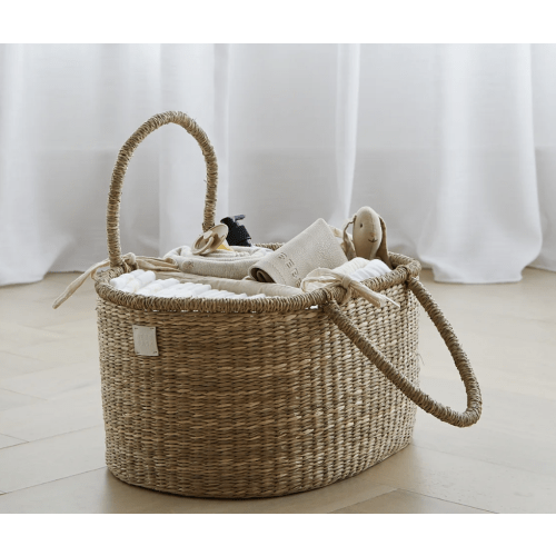 Baby Diaper Caddy Organizer "ROSA" Handmade & Natural by BEBE BASK® – BEBE BASK