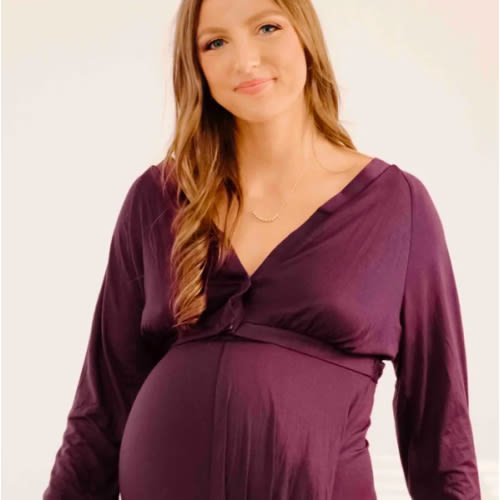 Amelia Labor & Postpartum Gown in Plum – Lila