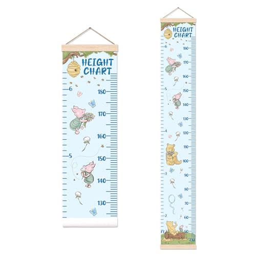 The Pooh Height Chart for Wall Decor, Blue Winnie Decor Height Chart for Boys, Height Measurement for Bedroom Wall Hanging, Perfect for Toddler Nursery Decor Decoration Wall Art