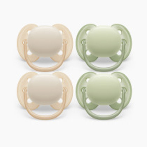 Philips Avent Ultra Soft Pacifier, 0-6 Months (4 Pack) - Sand/Pastel Warm Green, 4