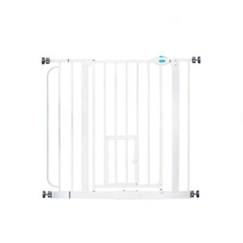 Carlson Extra Wide Walk-Thru Gate with Small Pet Door - White