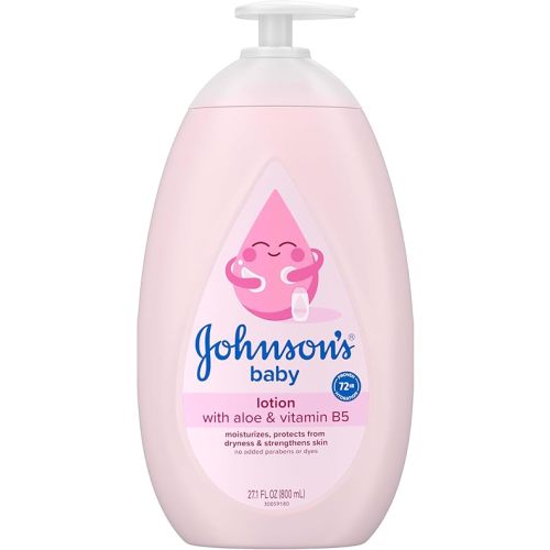Johnson's Moisturizing Mild Pink Baby Lotion with Coconut Oil for Delicate Baby Skin, Paraben-, Phthalate- & Dye-Free, Hypoallergenic & Dermatologist-Tested, Baby Skin Care, 27.1 Fl. Oz