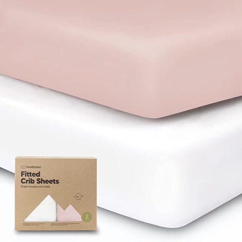 2-Pack Organic Crib Sheets for Boys, Girls - Jersey Fitted Crib Sheet, Baby Crib Sheets Neutral, Crib Mattress Sheet, Cotton Crib Sheets, Soft Baby Sheets for Crib, Unisex Crib Fitted Sheet (Rose)