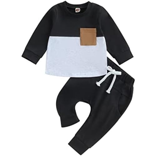 Thorn Tree Toddler Baby Boy Outfits Long Sleeve Contrast Color Sweatshirt Solid Pants Autumn Winter Clothes Set