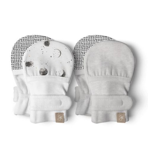 Goumi Stay On 2-pack Mitts - Coastal + Cloud 3-6m