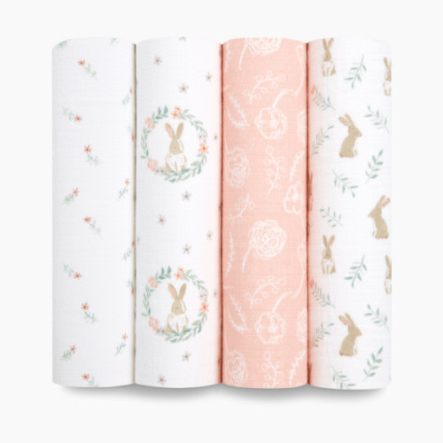 Aden + Anais Essentials Cotton Muslin Swaddles (4 Pack) - Blushing Bunnies