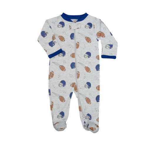 Football Fan Zipper Footie in Gray
