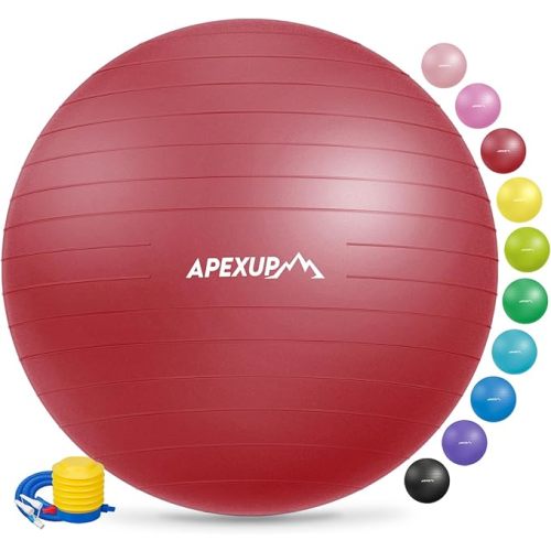 APEXUP Yoga & Pilates Ball - Anti Slip Heavy Duty Gym Ball for Fitness, Balance & Core Workout