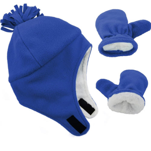 Zando Baby Boy Sherpa Lined Warm Fleece Pilot Hat Infant Toddler Winter Hat Mitten Set