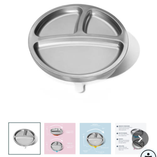 Avanchy | Stainless Steel Baby Plates - Silicone Suction Cup Divided - Avanchy Sustainable Baby Dishware