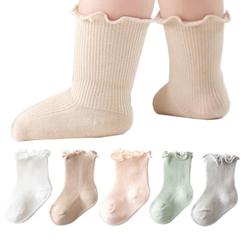 5 Pairs Baby Girls Socks Infant Newborn Frilly Ruffle Cotton Socks Toddler Dress Socks