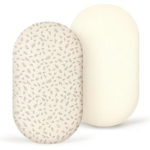 lulumoon Muslin Bassinet Sheets Baby: Cotton Bassinet Sheets Fitted for Boys and Girls - Bassinet Sheets for Oval Rectangle or Hourglass Mattress