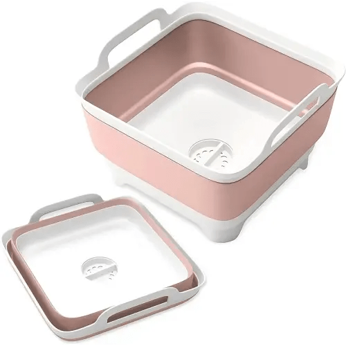 Collapsible Wash Basin with Drain Plug - 2.4 Gal(9L) Wash Basin for Baby Bottles, Foldable Dish Pans for Kitchen Sink & Camping & Hand Washing Station, Wash Bin, Laundry Tub, Portable Dish Tub