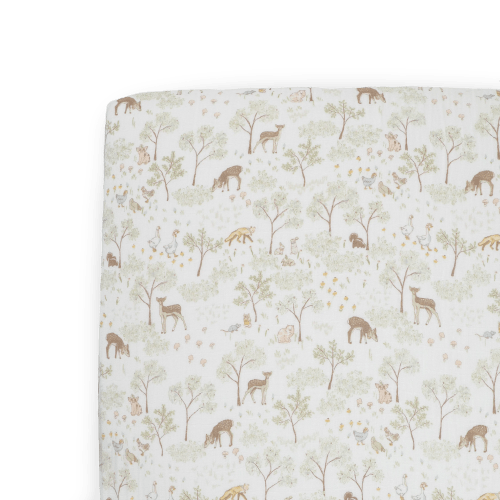 Cotton Muslin Crib Sheet- Woodland Friends