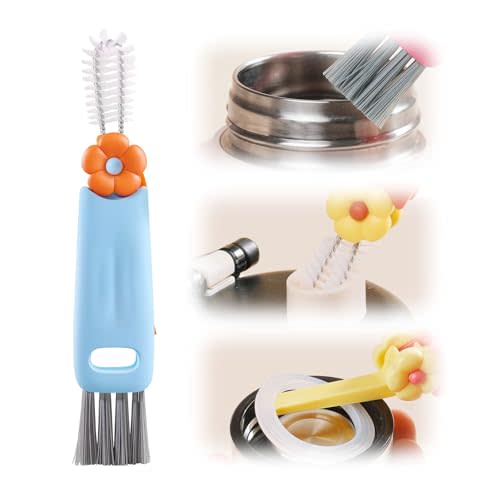 Upgraded 3 in 1 Cup Lid Cleaning Brush, 2024 New Multifunctional Lid Cleaner Brush, Portable Crevice Cleaning Brush Set for Baby Bottle Gap Tight Spaces