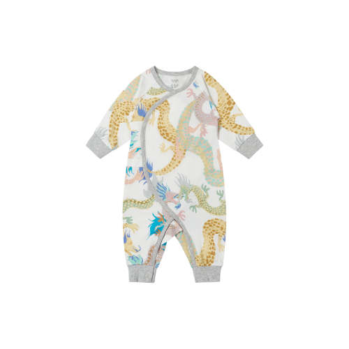 Long Sleeve Kimono Romper (Avocado Bamboo) - Dragon Dance