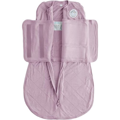 DREAMLAND BABY Bamboo Viscose Swaddle Sleep Sack (0-6 Months). Ultra Soft Swaddle Blanket w/Built in Band. 97% Viscose, 3% Spandex (Mauve)
