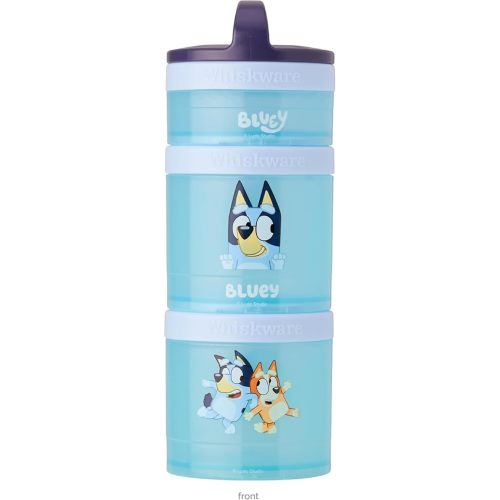 Whiskware Bluey Stackable Snack Containers for Babies, Toddlers, and Kids, 3 Stackable Snack Cups for School and Travel, Cupholder Friendly, Bluey and Bingo! Let’s Do This!