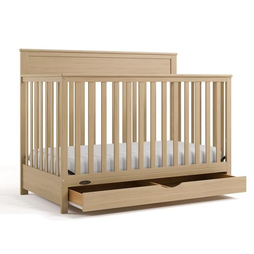 Graco Shiloh 5-in-1 Convertible Crib with Drawer – GREENGUARD Gold Certified Baby Crib Crafted from Wood, Converts to Toddler Bed, Daybed, and Full-Size Bed, Driftwood